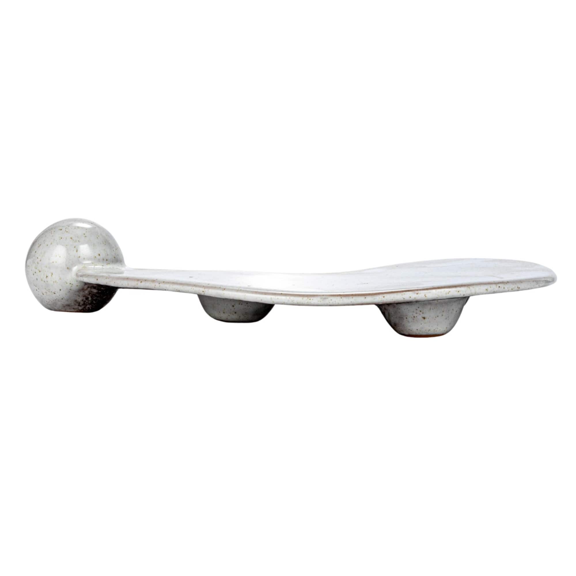 Hello Honey® 10.25" Cream Reactive Glaze Stoneware Tray with Ball